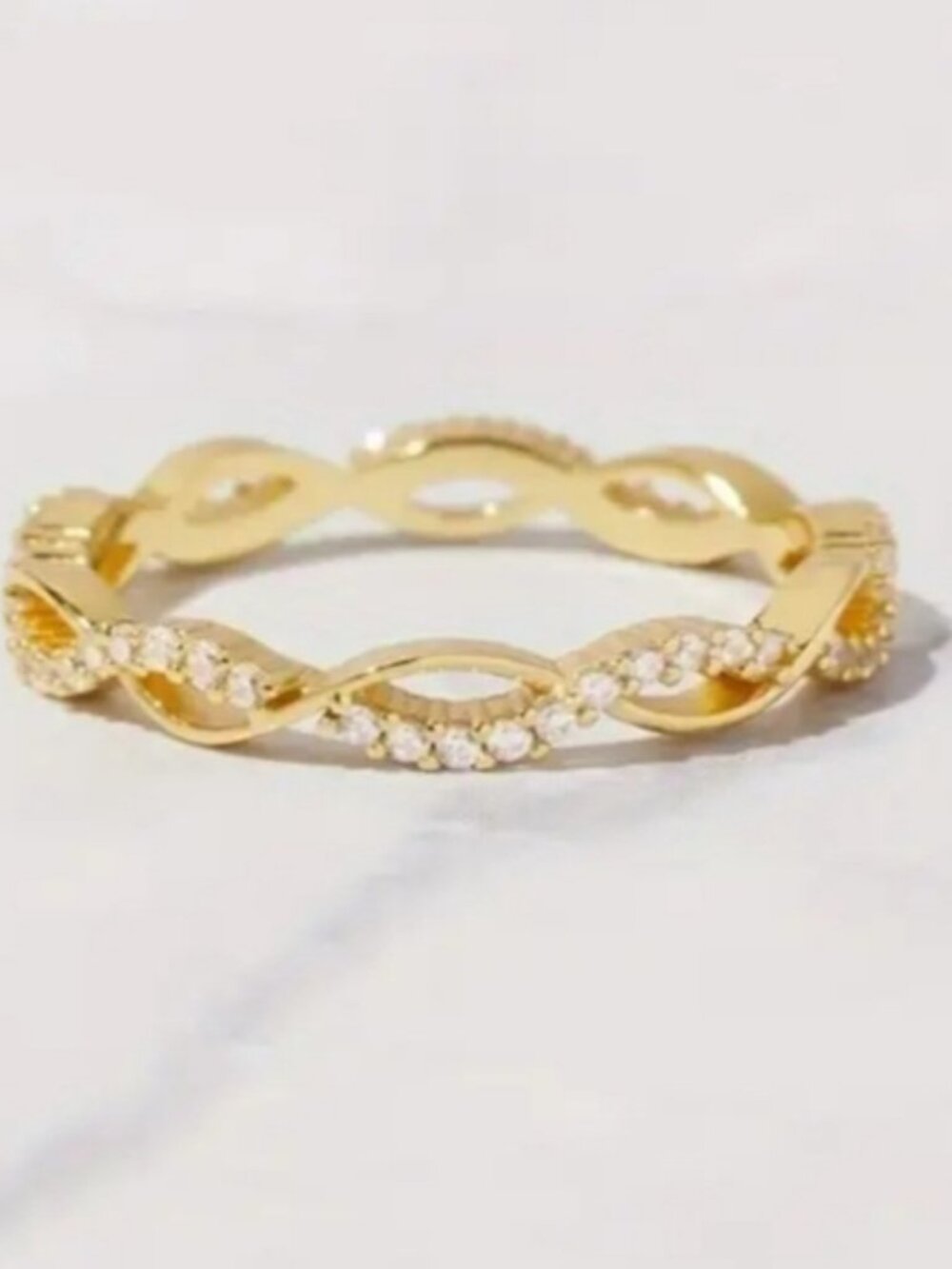 NEW Gold CZ Twist Ring